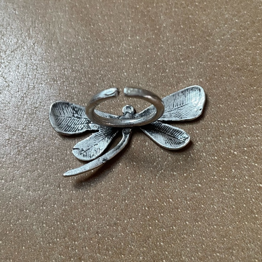 Dragonfly Ring Brass Silver Adjustable Nature Boh… - image 3